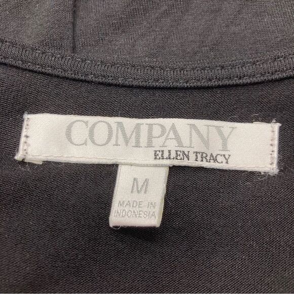 Ellen Tracy Company SZ M Black Lace Top Short Sleeves Layering Shirt Round Neck - Picture 5 of 8